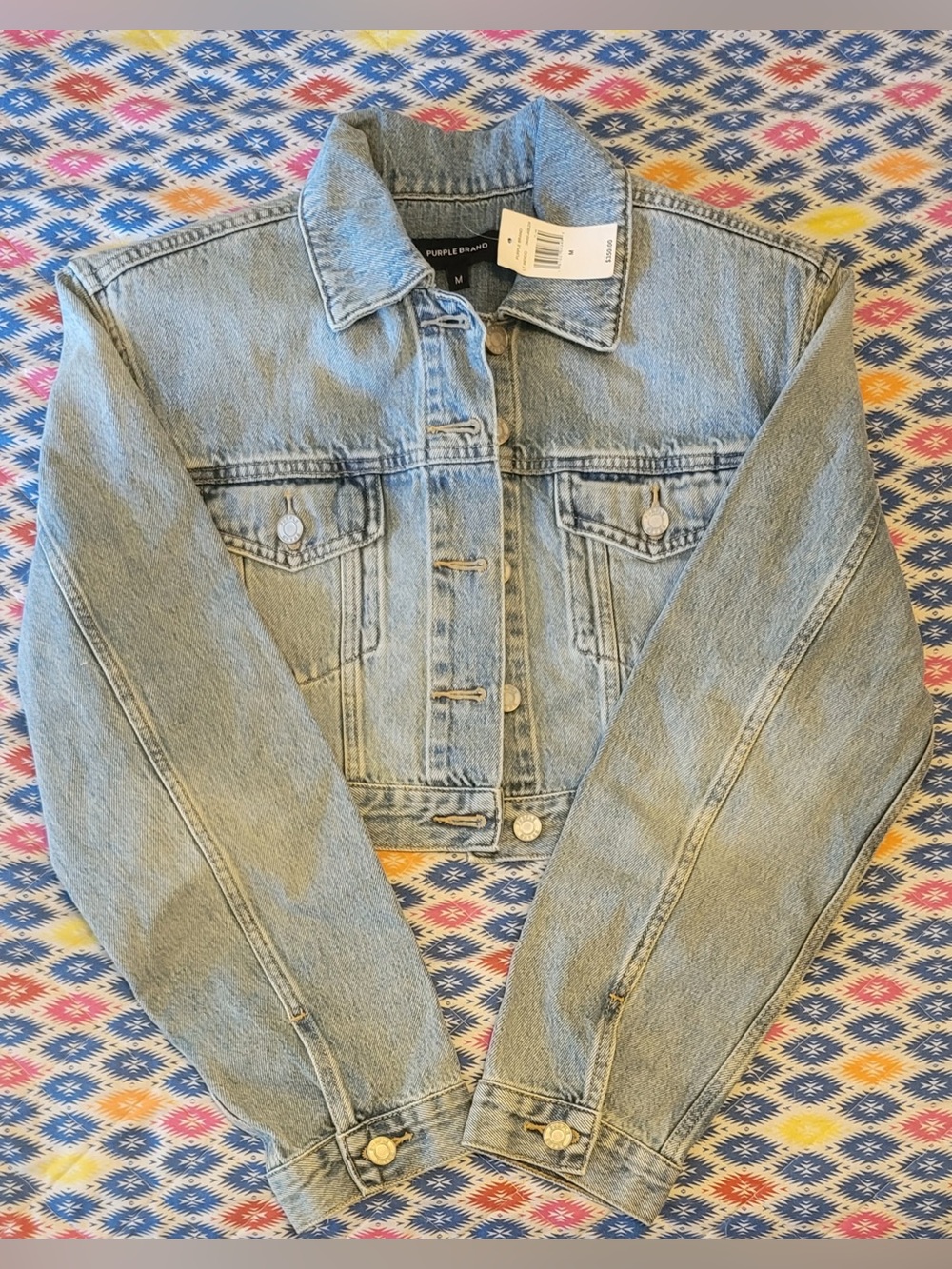 Purple Brand Light Wash Denim Jacket - Women's Cropped Jean Jacket, Blue
